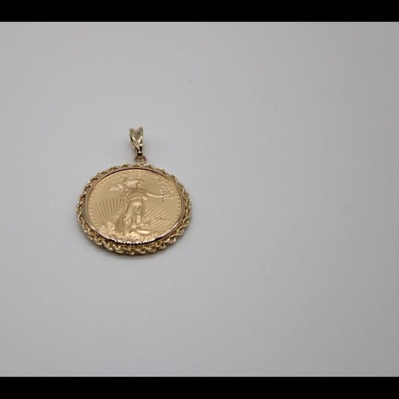 New 22k gold American Eagle 1/2 ounce coin mounted in 14k gold coin bezel - Picture 16 of 16